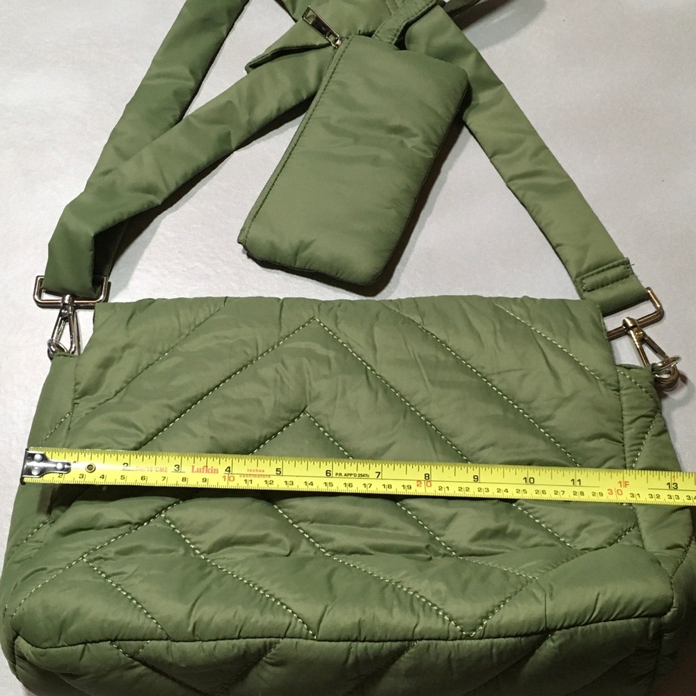 Quilted Olive Puffy Crossbody Bag - Picture 4 of 5